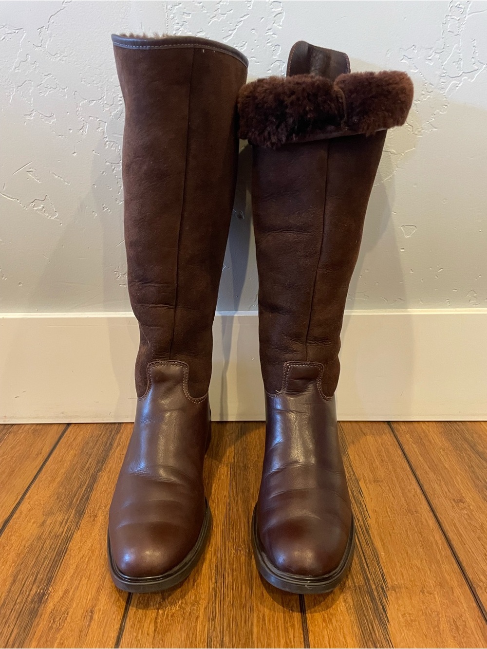 Santana Canada handmade Brown Leather & Suede Tall Shearling Boots 6
